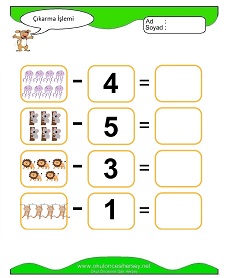 Çıkarma İşlemi Çalışma Sayfaları